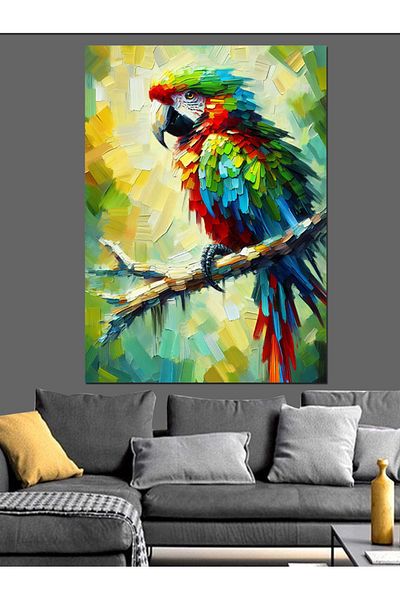 Tablomega Tropical Parrot Decorative Canvas - Mdf Wooden Table