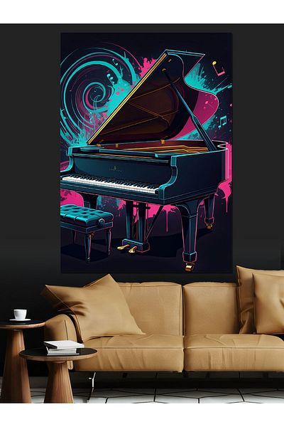 Tablomega Colorful Piano Decorative Canvas - Mdf Wooden Painting