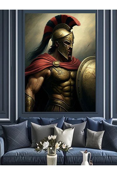 Tablomega Armored Spartan Decorative Canvas - Mdf Wooden Painting