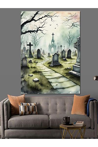 Tablomega Cemetery Landscape Decorative Canvas - Mdf Wooden Painting