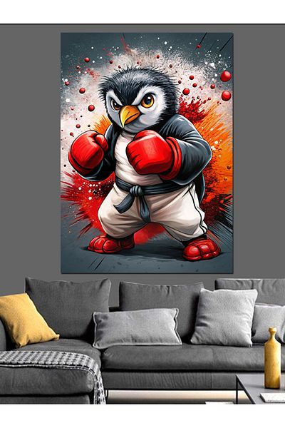 Tablomega Pânză decorativă Boxer Pinguin - Lemn MDF