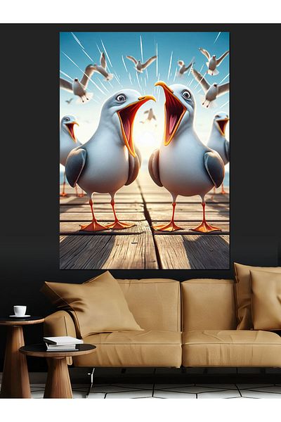 Tablomega Pânză decorativă Screaming Seagulls - Lemn MDF