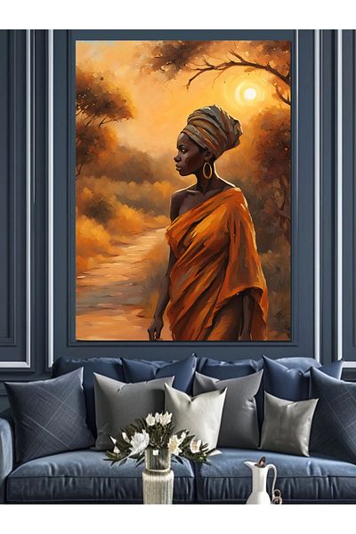 Tablomega Woman Decorative Canvas in Profile - Mdf Wooden Painting
