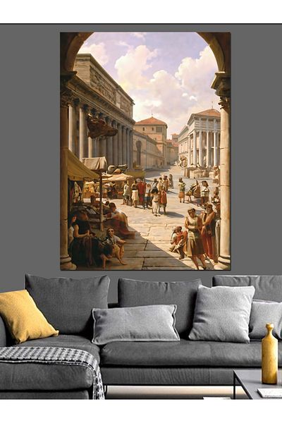 Tablomega Old City Landscape Decorative Canvas - Mdf Wooden Painting