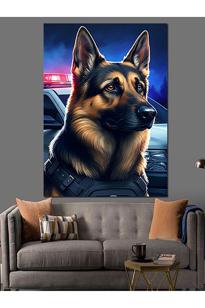 Tablomega Police Dog Decorative Canvas - Mdf Wooden Painting
