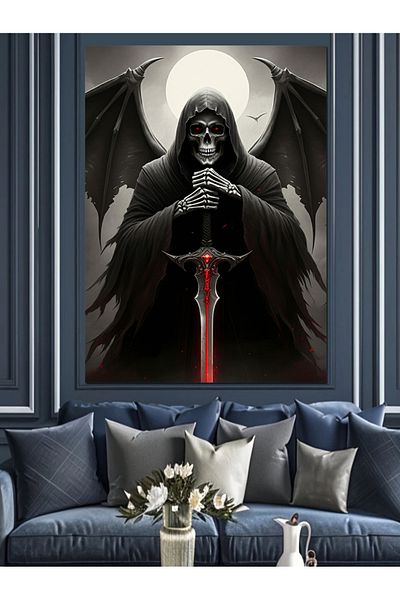 Tablomega Winged Grim Reaper Decorative Canvas - Mdf Wooden Painting