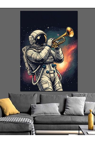 Tablomega Space Trumpeter Decorative Canvas - Mdf Wooden Painting