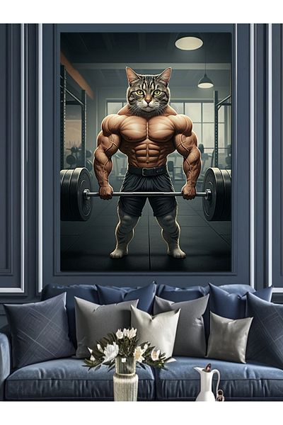 Tablomega Pânză decorativă Pisica Musculară - Lemn MDF