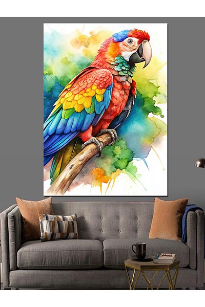 Tablomega Colorful Parrot Decorative Canvas - Mdf Wooden Painting