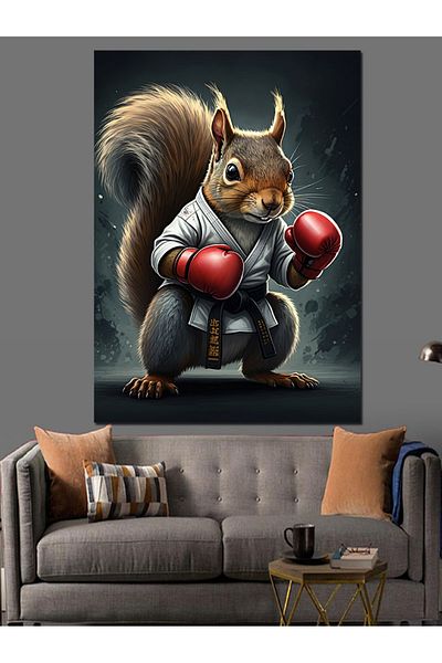 Tablomega Boxer Squirrel Decorative Canvas - Mdf Wooden Painting