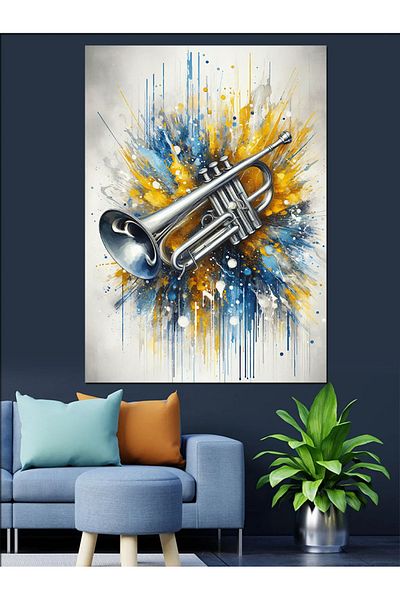 Tablomega Yellow Trumpet Explosion Decorative Canvas - Mdf Wooden Painting