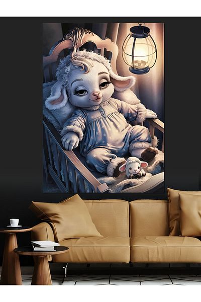 Tablomega Sleeping Lamb Decorative Canvas - Mdf Wooden Painting