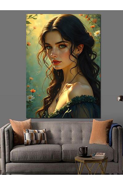 Tablomega Gözde Woman Decorative Canvas - Mdf Wooden Painting