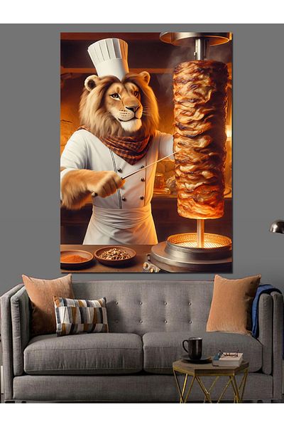 Tablomega Pânză decorativă Lion Cutting Rotating - MDF Lemn