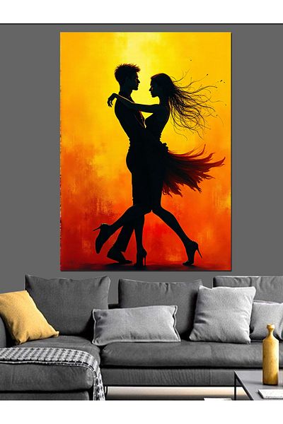 Tablomega Dancing Couple Silhouette Decorative Canvas - Mdf Wooden Table