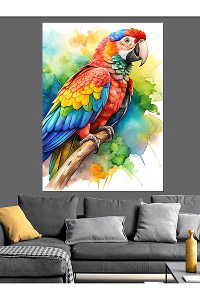 Tablomega Colorful Parrot Decorative Canvas - Mdf Wooden Painting