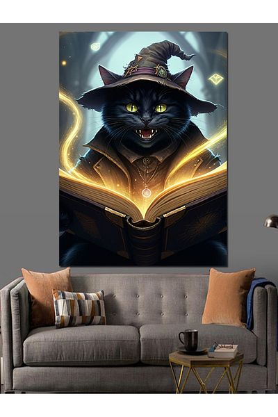 Tablomega Magician Cat Decorative Canvas - Mdf Wooden Painting