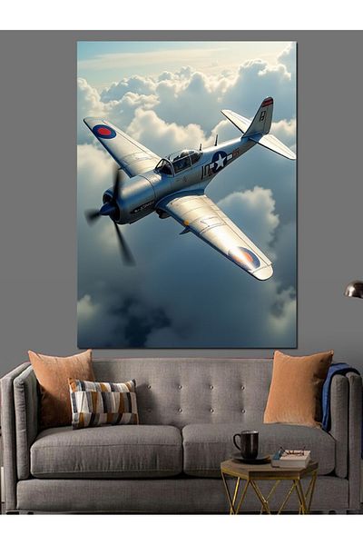 Tablomega Canvas Decorativ Avion de Luptă în aer - Lemn MDF