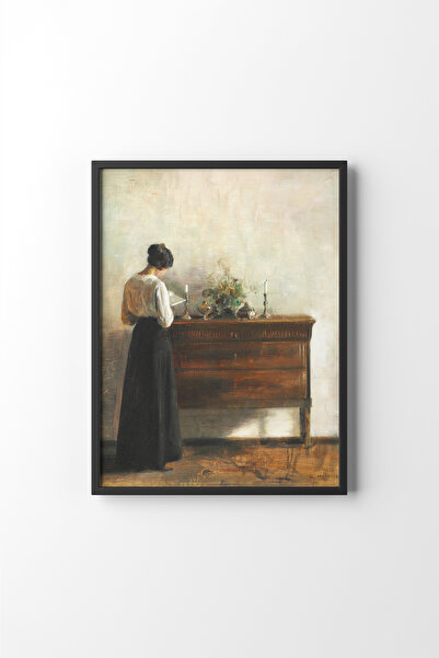 epiqart Kitap Okuyan Kadın - Siyah Çerçeve