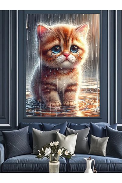 Tablomega Little Cat Decorative Canvas - Mdf Wooden Painting