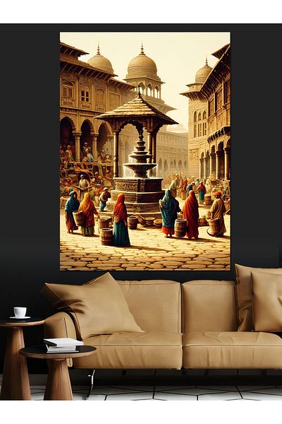 Tablomega Pânză decorativă Indian Temple Landscape - Lemn MDF