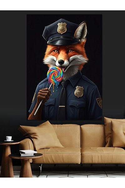 Tablomega Fox with Lollipop Decorative Canvas - Mdf Wooden Table