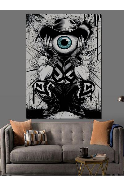 Tablomega Eye and Mascot Decorative Canvas - Mdf Wooden Painting
