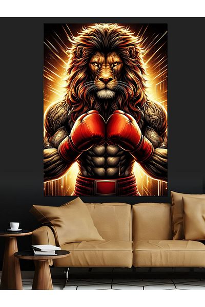 Tablomega Pânză decorativă Boxer Lion - Lemn MDF