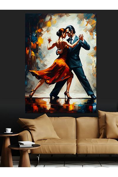 Tablomega Dancing Couple Decorative Canvas - Mdf Wooden Table