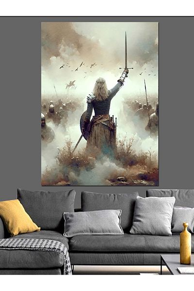 Tablomega Warrior and Sword Decorative Canvas - Mdf Wooden Painting