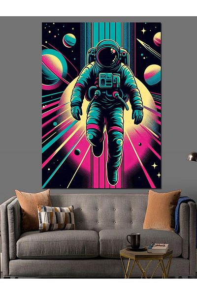 Tablomega Pânză Decorativă Neon Astronaut - Lemn MDF