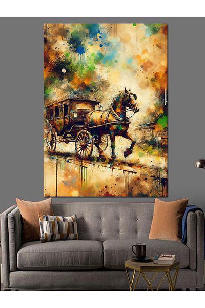 Tablomega Horse Classic Car Decorative Canvas - Mdf Wooden Painting