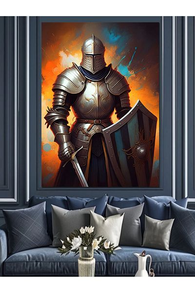 Tablomega Armored Knight Decorative Canvas - Mdf Wooden Painting