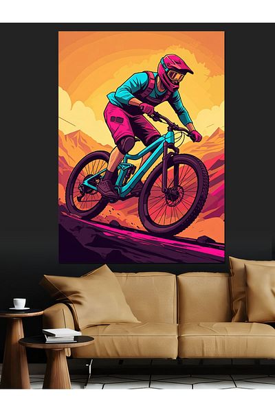 Tablomega Διακοσμητικός καμβάς Mountain Bike Ride - Ξύλινος πίνακας MDF