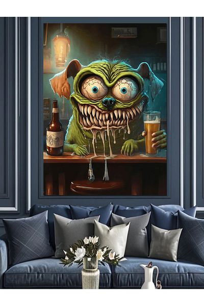 Tablomega Scary Drink Character Decorative Canvas - Mdf Wooden Painting