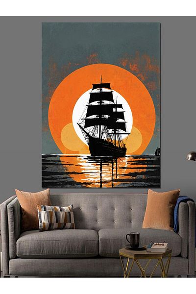 Tablomega Sailing at Sunset Decorative Canvas - Mdf Wooden Painting