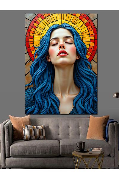 Tablomega Colorful Woman Portrait Decorative Canvas - Mdf Wooden Painting