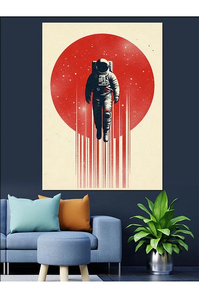 Tablomega Pânză decorativă Red Sun Astronaut - Lemn MDF