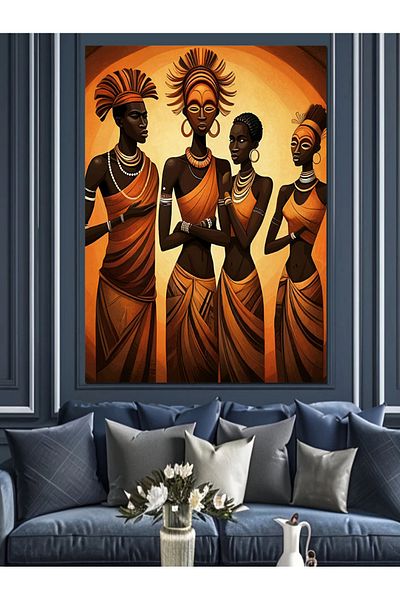 Tablomega African Cultural Dancers Decorative Canvas - Mdf Wood Painting
