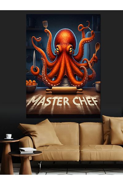 Tablomega Pânză decorativă Octopus Chef - Lemn MDF