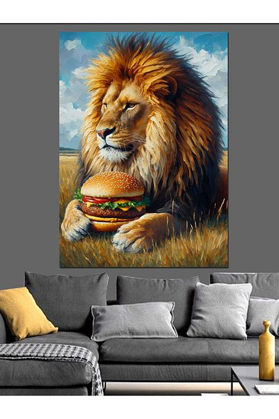 Tablomega Pânză Decorativă Burger Lion - Lemn MDF