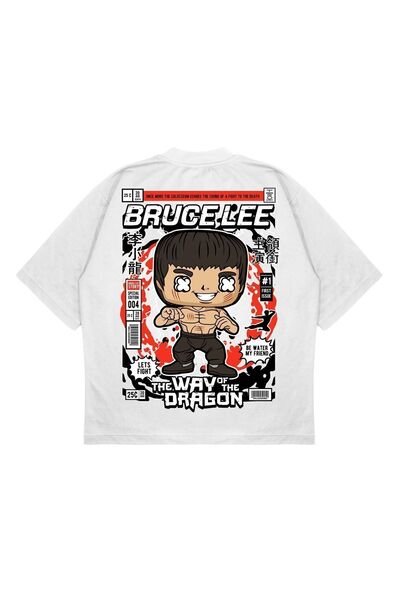 PURE EFFECT Unisex Oversize kroj Bruce Lee Leđa Štampano Kutijasti kroj Debel...