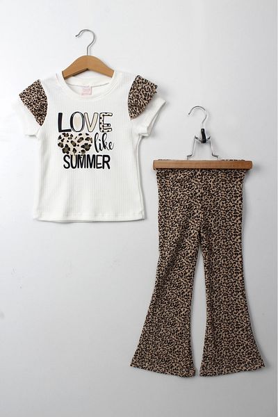 ESİLA KİDS Girl's Leopard Leggings Printed Badiled Double Set