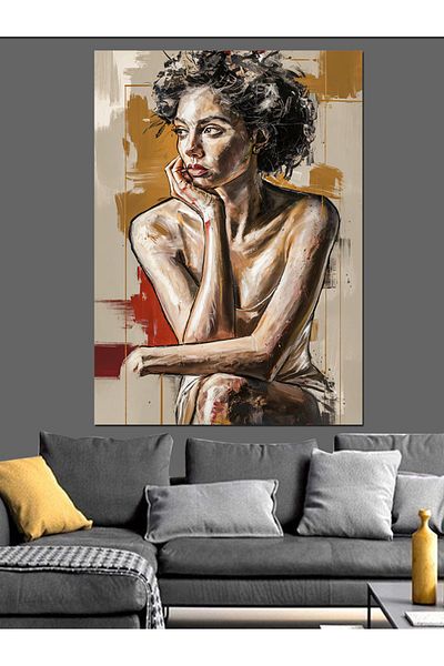 Tablomega Pânză decorativă pentru femei Thinking - Lemn MDF