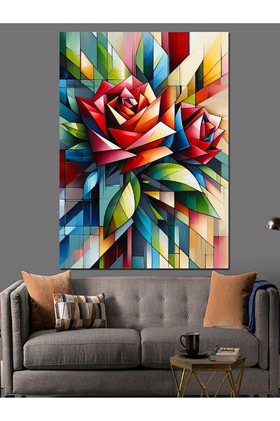 Tablomega Colorful Flower Decorative Canvas - Mdf Wooden Painting