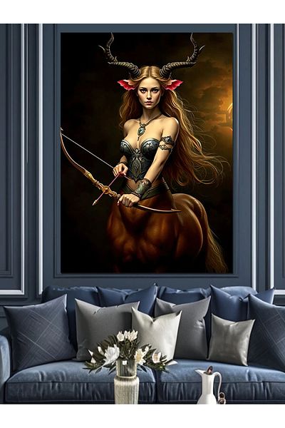 Tablomega Woman Centaur Archer Decorative Canvas - Mdf Wooden Painting