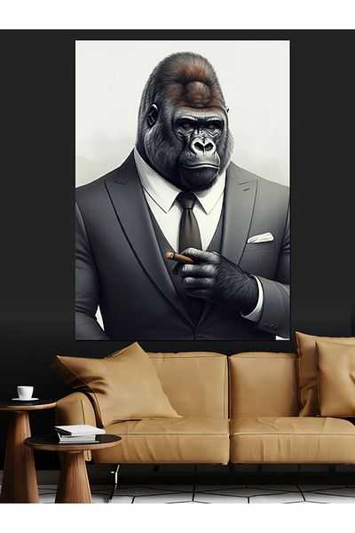 Tablomega Gorilla Man Decorative Canvas - Mdf Wooden Table