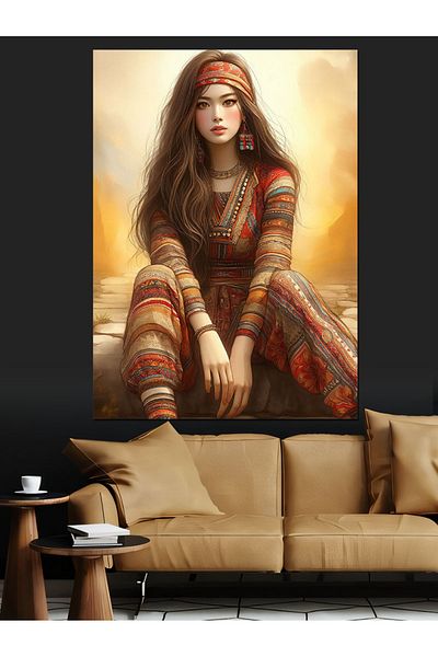 Tablomega Woman Wearing a Red Dress Decorative Canvas - Mdf Wooden Painting