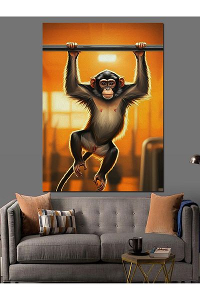 Tablomega Pull-Up Monkey Decorative Canvas - Mdf Wooden Painting