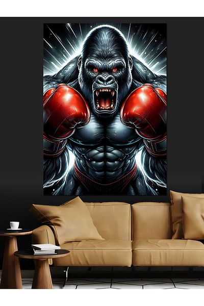 Tablomega Angry Boxer Monkey Decorative Canvas - Mdf Wooden Painting
